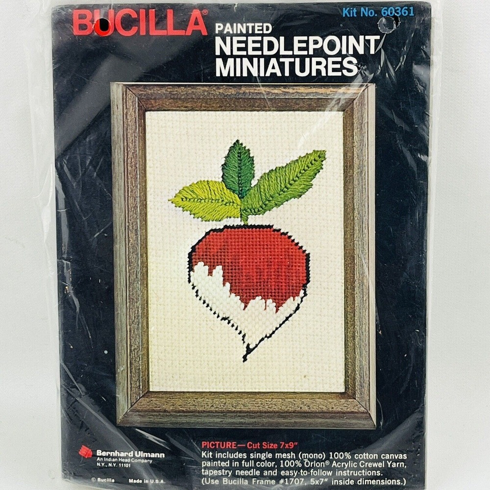 Vintage Bucilla 60361 Radish Painted Needlepoint Miniatures Kit Crewel 5x7